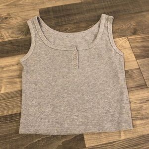 Grey button, cropped tank top